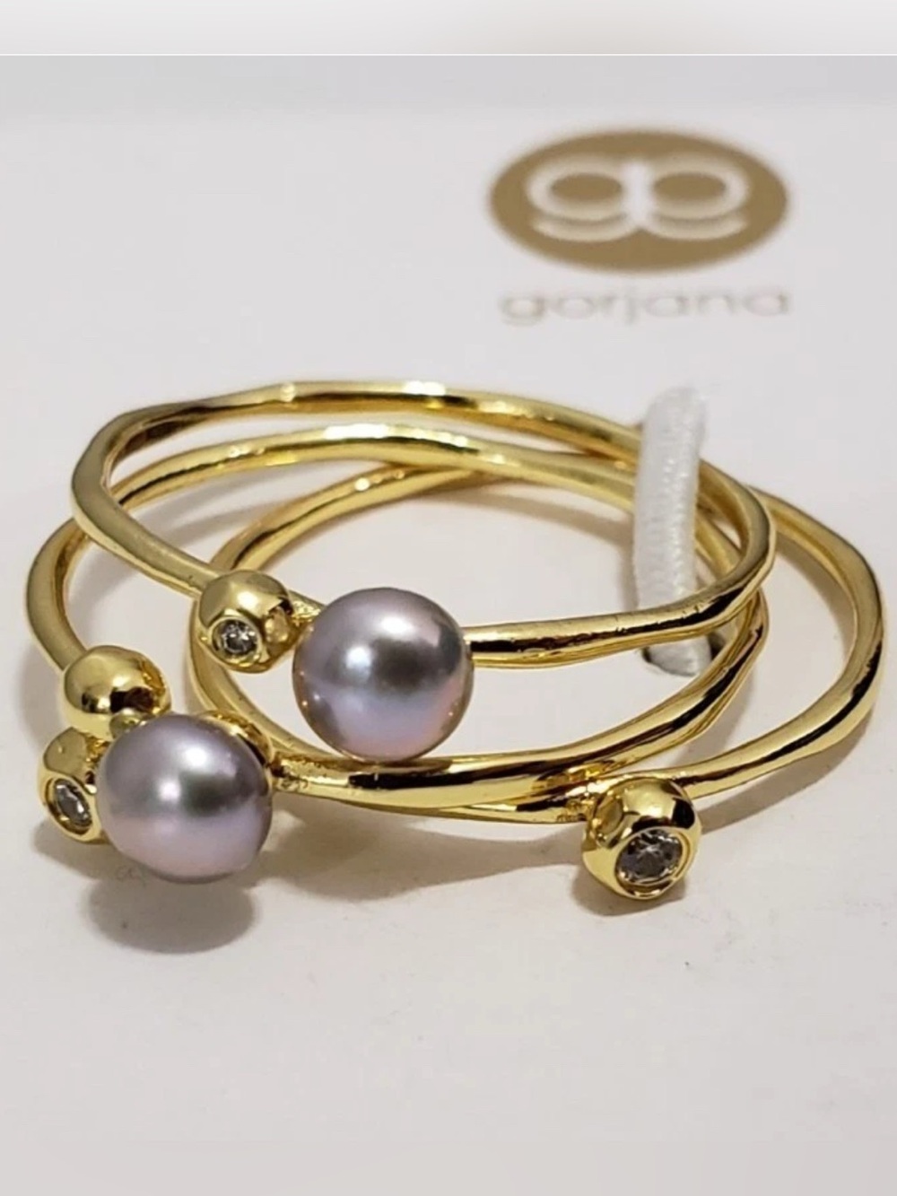 Gorjana Vienna Cultured Freshwater Pearl Rings Set of 3 - Size 7 - NWT RT $78
